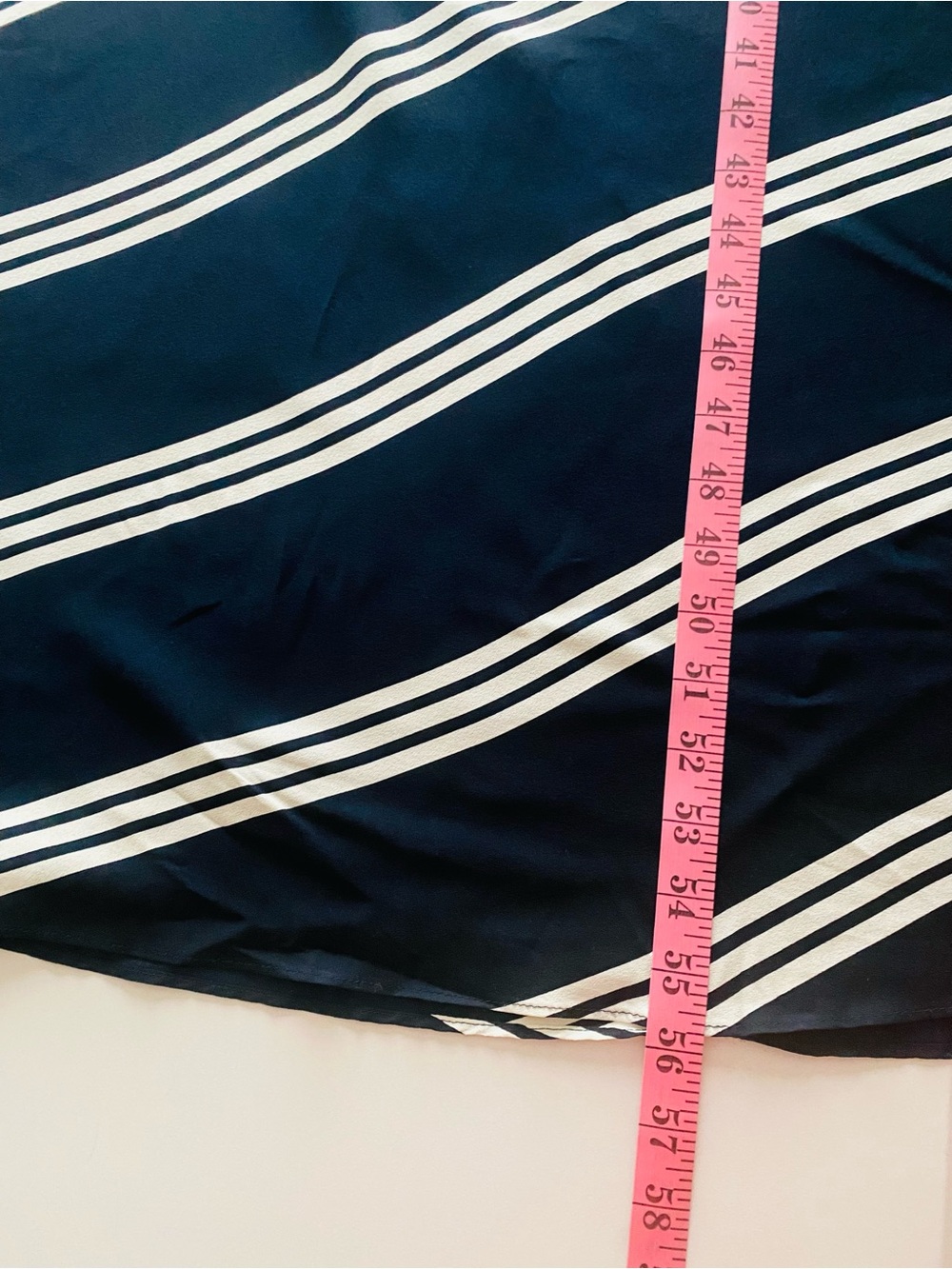 Ralph Lauren 100% Silk One-Shoulder Navy/White Striped Cocktail Maxi Dress Sz 12 - Picture 11 of 11